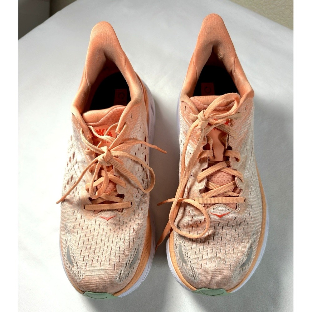 Hoka‎ Clifton 8 Women 9.5 Cantaloupe Running Shoes Lightweight Breathable Mesh